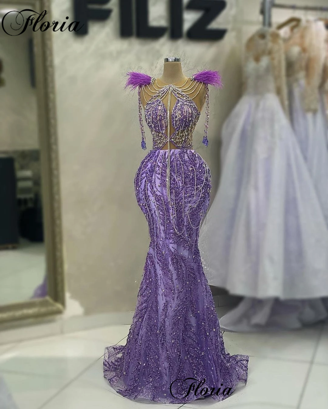 2023 High Fashion Purple Celebrity Dresses Mermaid Sleeveless Prom Dresses Crystals Evening Gowns Coutures Vestidos Para Mujer