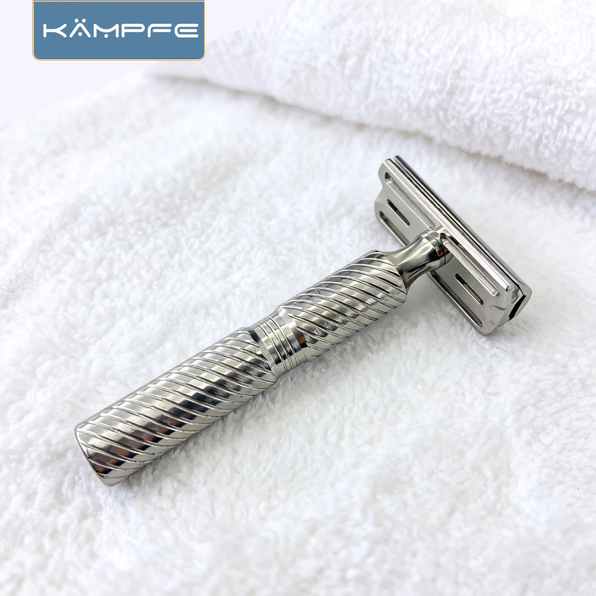 

KAMPFE Polished Stainless Steel double edge safety razor manual shaver for men barber knife