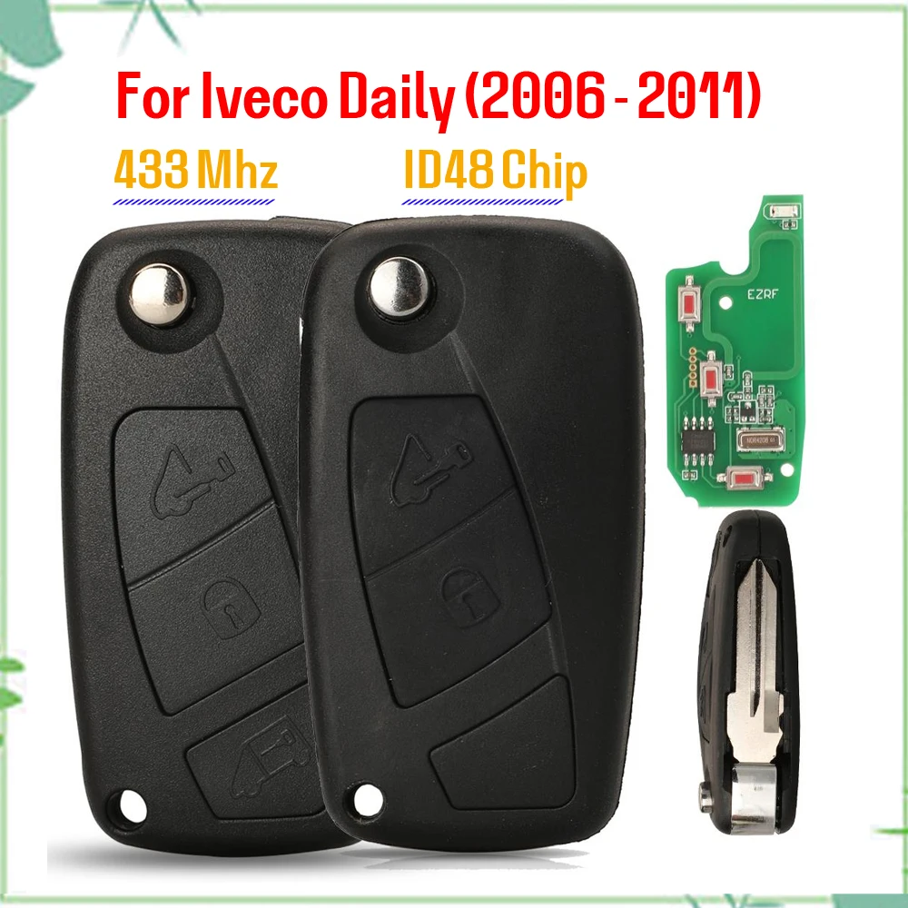 jingyuqin New Remote Car Key 433Mhz With ID48 Chip For Iveco Daily (2006 - 2011) Control Folding GT10 Blade Full