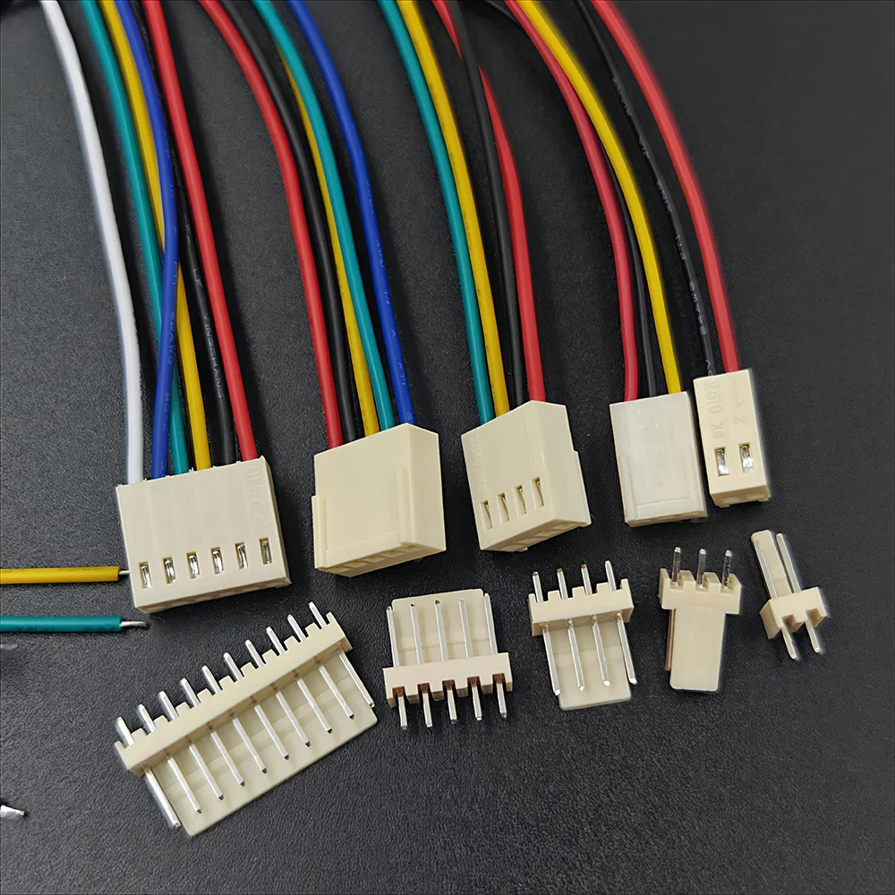 5sets KF2510 Wire Cable Connector 2/3/4/5/6/7/8/10P 2.54mm Pitch Single Head 22AWG 24AWG 26AWG with Pin Head Socket