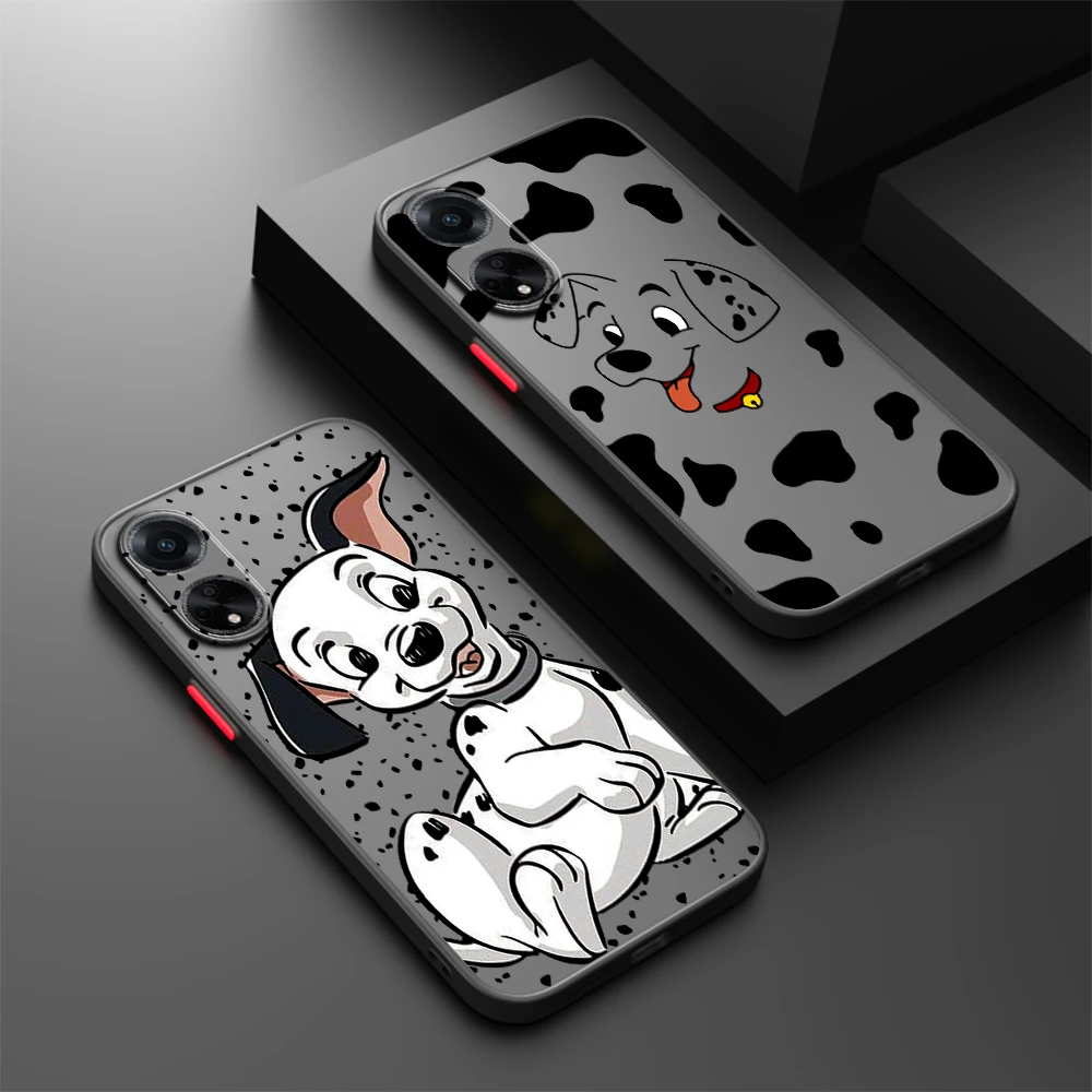 Design101 Spotted Dog Cartoon Frosted Translucent For OPPO X5 X3 A54S A5 A94 A16 A53S A57 A74 A72 A96 A98 A78 5G Funda