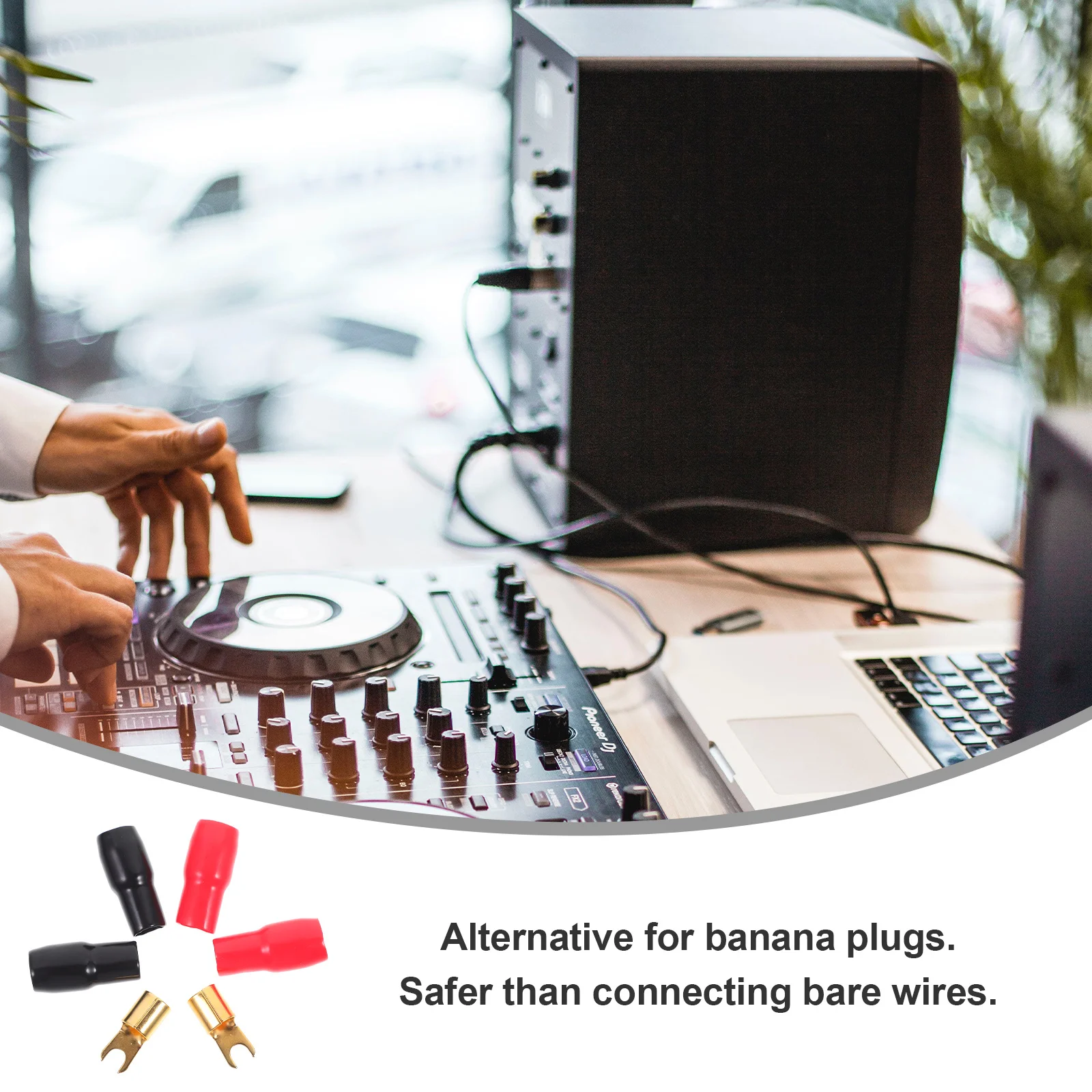 

5pcs 5 Pairs 4Ga Plated Crimp Terminal Connectors Spade Fork Adapters For Speaker Wire Power Grounding Red Black Pcs