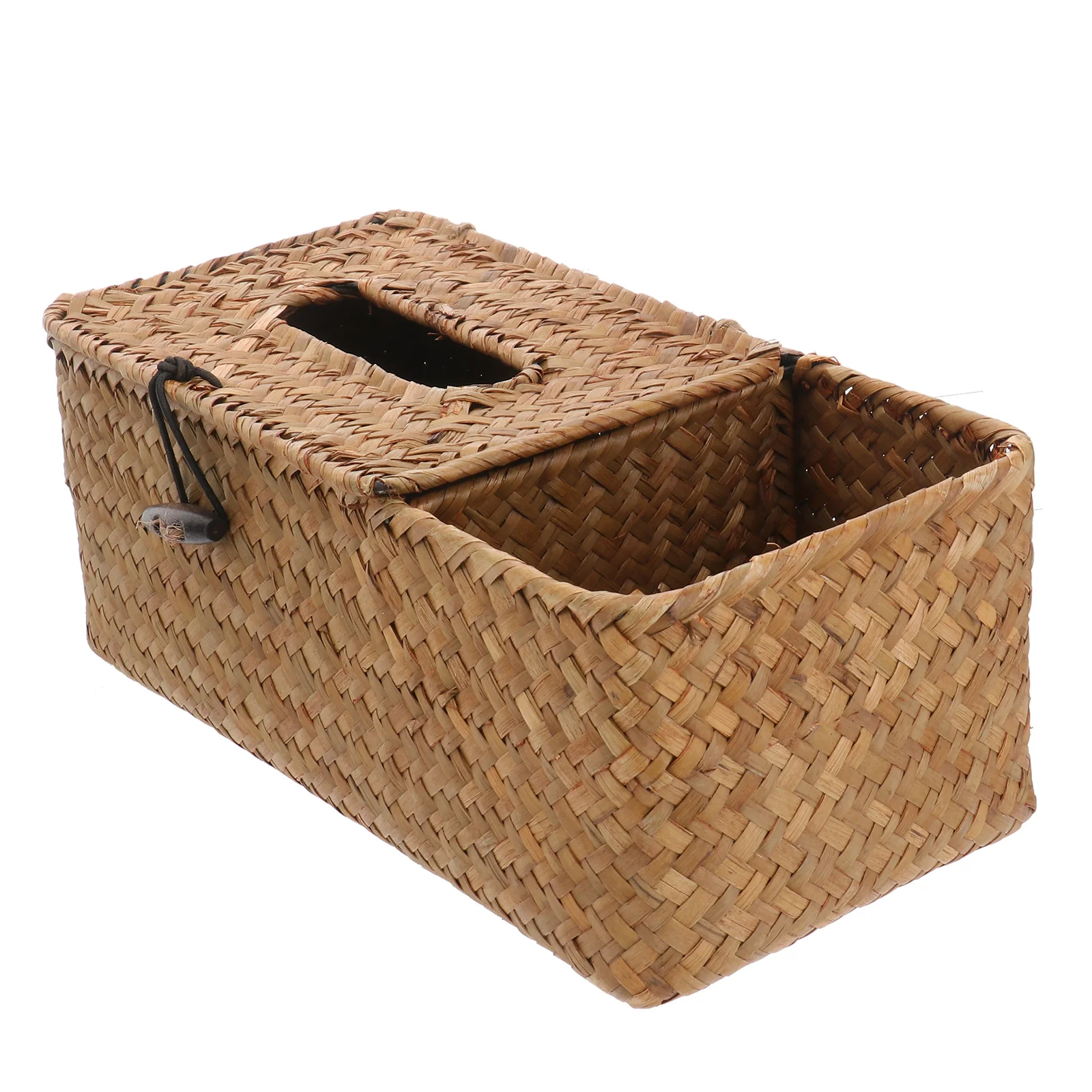 

Modern Seaweed Woven Tissue Box Storage Bin Lid Home Decor Boxes Handmade Natural Seagrass Container Remote Stationery Holder