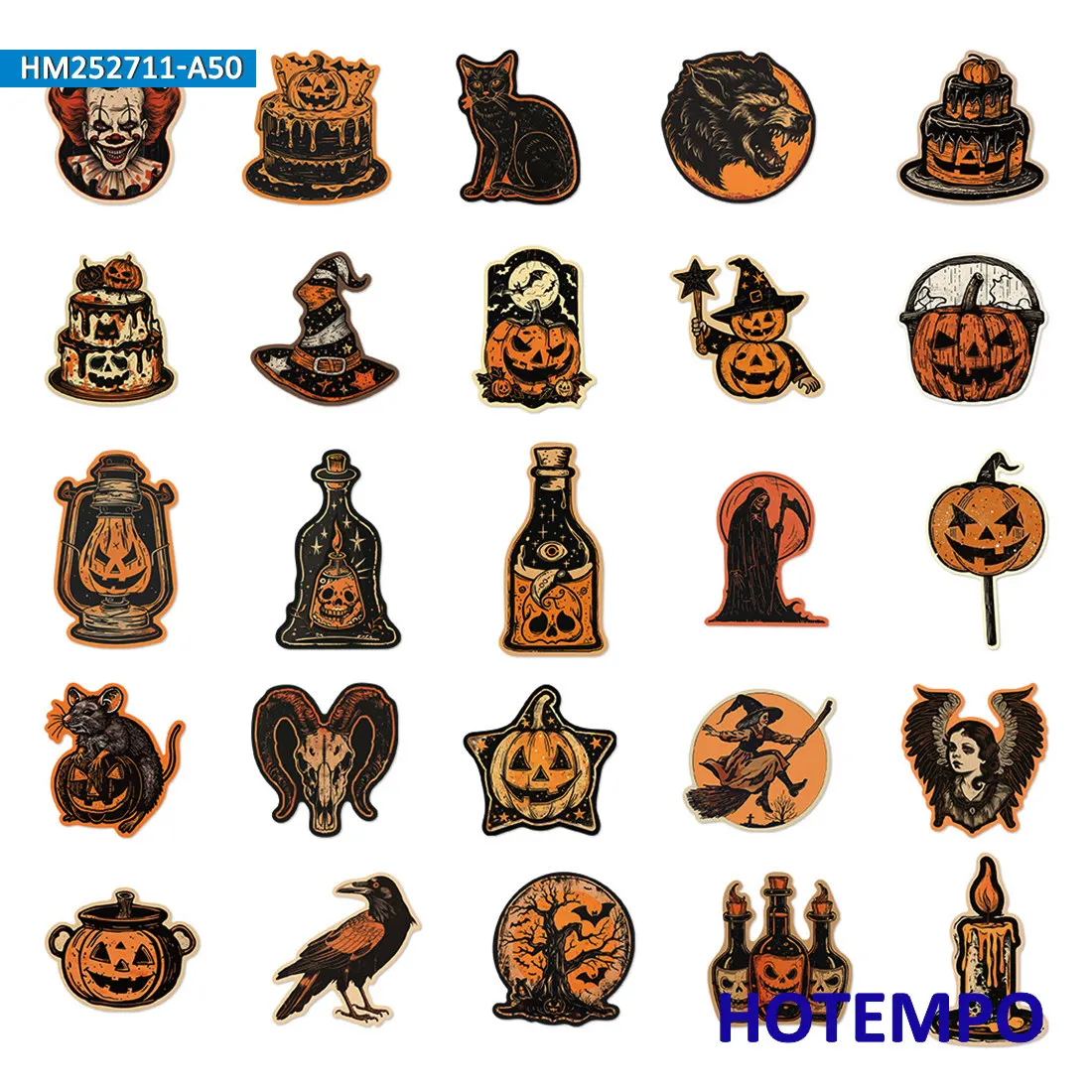 مجموعة ملصقات الهالوين الرعب، الساحرة الوحش شبح شيطان اليقطين، لأجهزة الكمبيوتر المحمول هاتف السيارة دراجة نارية، حزمة ملصقات ممتعة، 20/30/50 قطعة #4