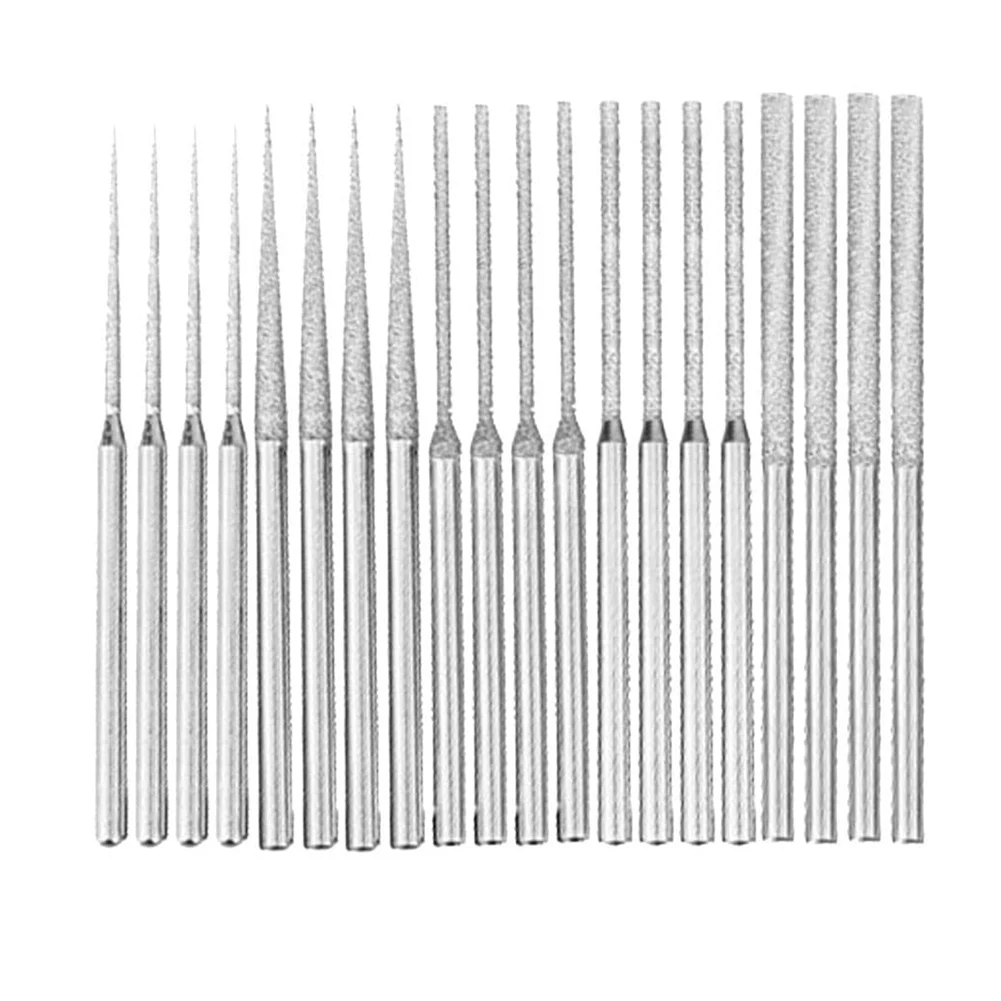 

20pcs Mounted 5 Different Shapes Diamond Drill Bits, 1/8inch Shank Diamond Grinding Tools for Dremel Rotary Tools