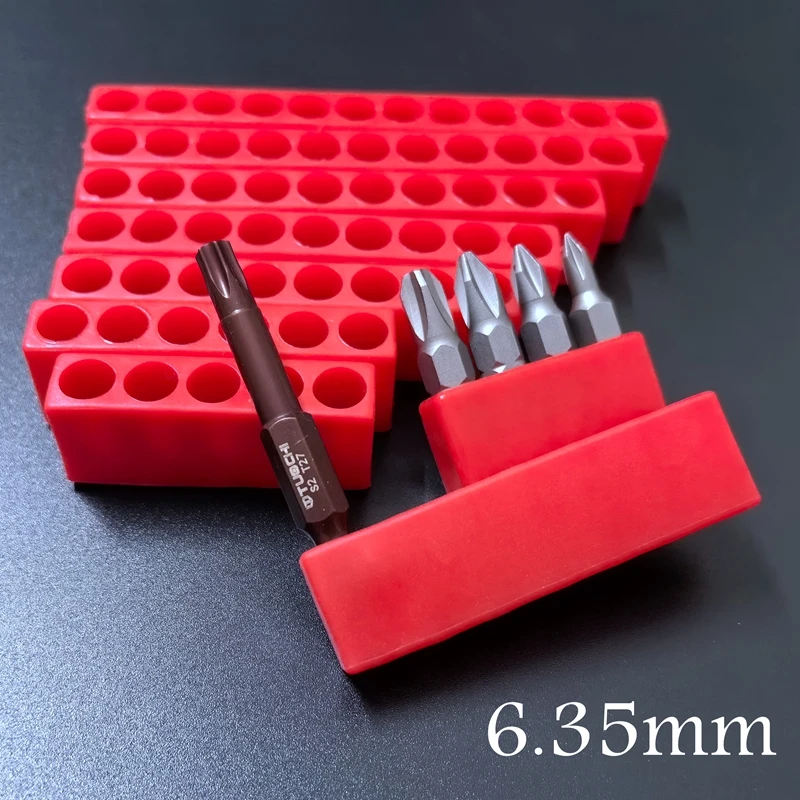 4-12  Screwdriver Hole for 6.35mm screw driver bits Hex Shank Bit Holder Plastic Head Storage Case Tool