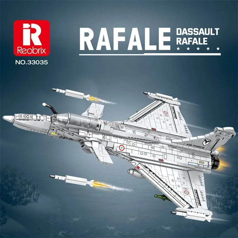 

Reobrix 33035 Rafale Fighter Bombers Модель самолета Серия DIY Головоломки Игрушки Строительный блок Мальчик Рождественский подарок 2099 шт.