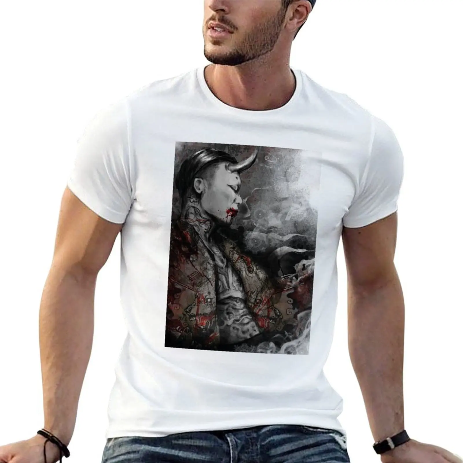 

Футболка Demon Kyo, мужская футболка, хлопковые футболки с аниме для мужчин, хлопковая футболка, мужская футболка