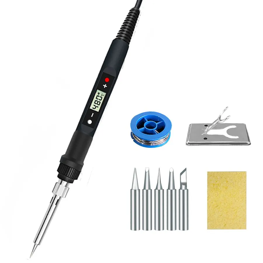 80W Digital Display Electric Soldering Iron Household Welding Adjustable Temperature Welding Pen Maintenance Tool Set