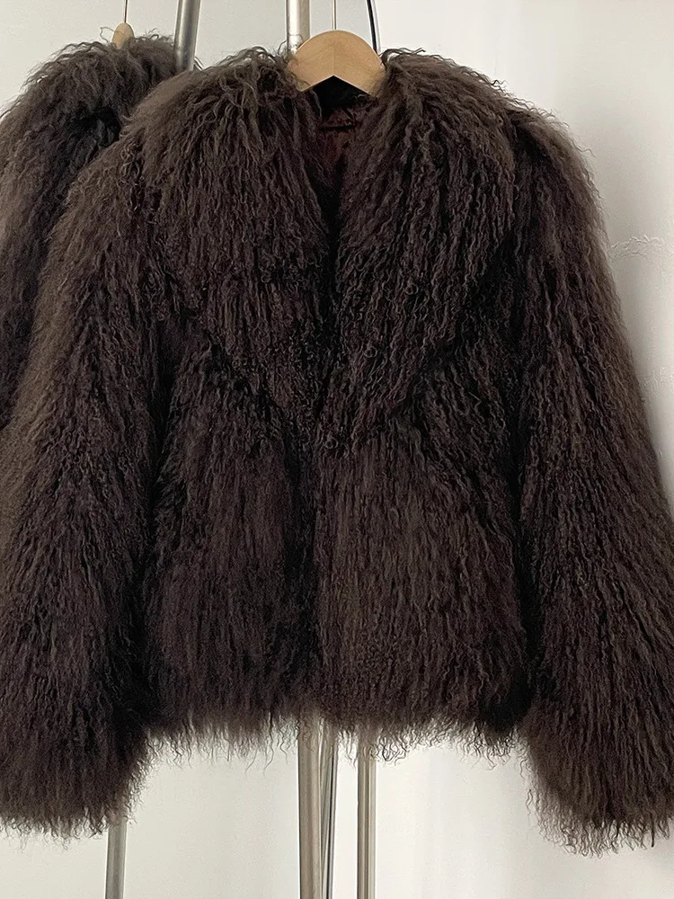 여성을위한 ZMEENNA 곱슬 가짜 모피 코트 겨울 우아하고 세련된 얽히고 설킨 재킷 푹신한 옷깃 따뜻한 겉옷 ZM4049