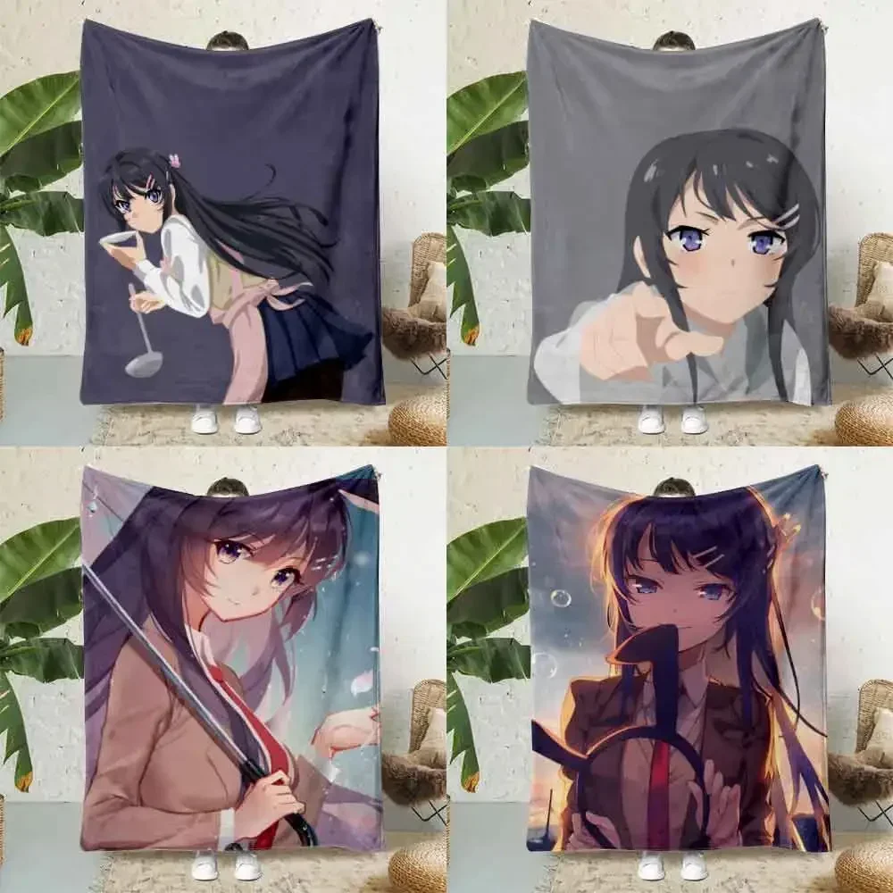 Bunny Girl Sakurajima Mai bedruckte Überwurfdecke, weich, warm, perfekt für Zuhause, Reisen, Picknicks und Geschenke