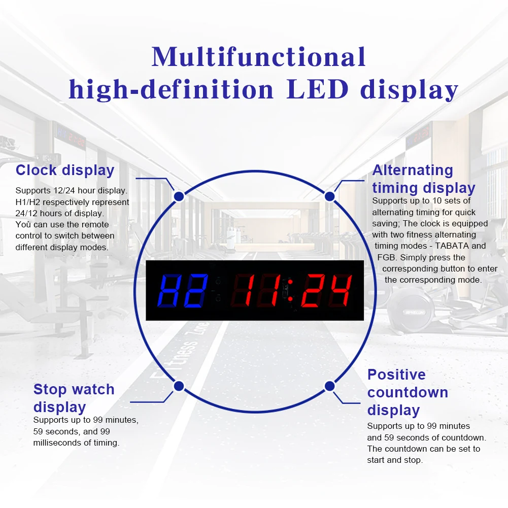 Timer da palestra portatile Orologio da allenamento a LED Temporizzatore digitale con telecomando Orologio timer fitness multifunzionale per palestra e sport all'aria aperta
