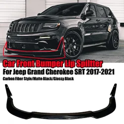 5Pcs Car Front Bumper Lip Spiltter  For Jeep Grand Cherokee SRT 2017-2021/Trackhawk 2018-2021 Arch Winglet Carbon Fiber Style
