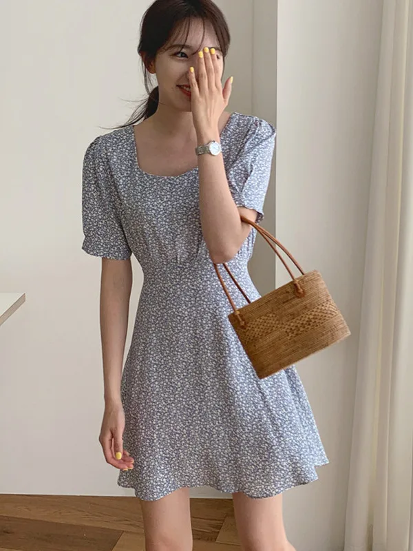 

Для похудения Sweet Sle, летнее новое шикарное платье с веревкой и квадратным воротником Ele Fene, подходит для различных случаев