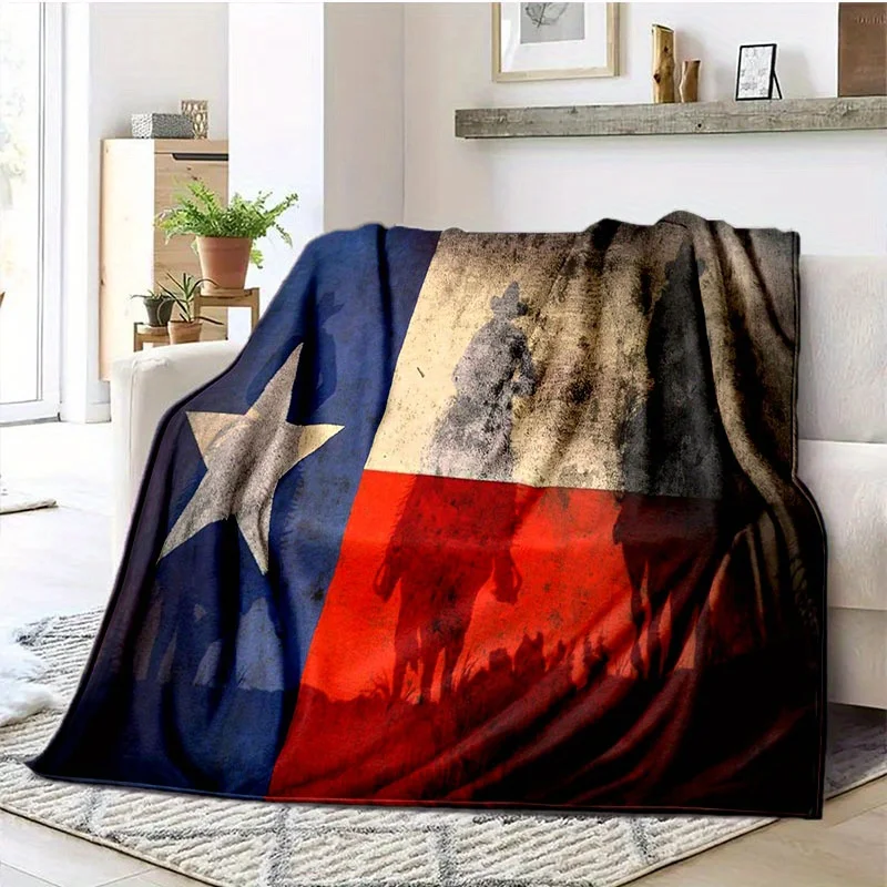 design of the flag of Texas Flannel printed blanket suitable for all seasons suitable for living room office sofa and travel