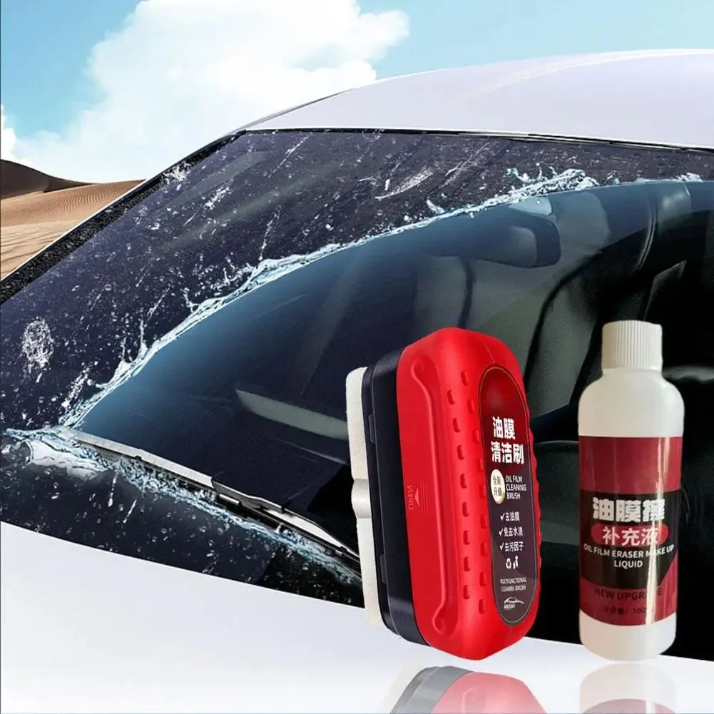 Car Glass Oil Film Remover Automotive Glass Sponge Cleaning Brush Front Inner Windshield Glass Oil Film Cleaner For Car Cleaning