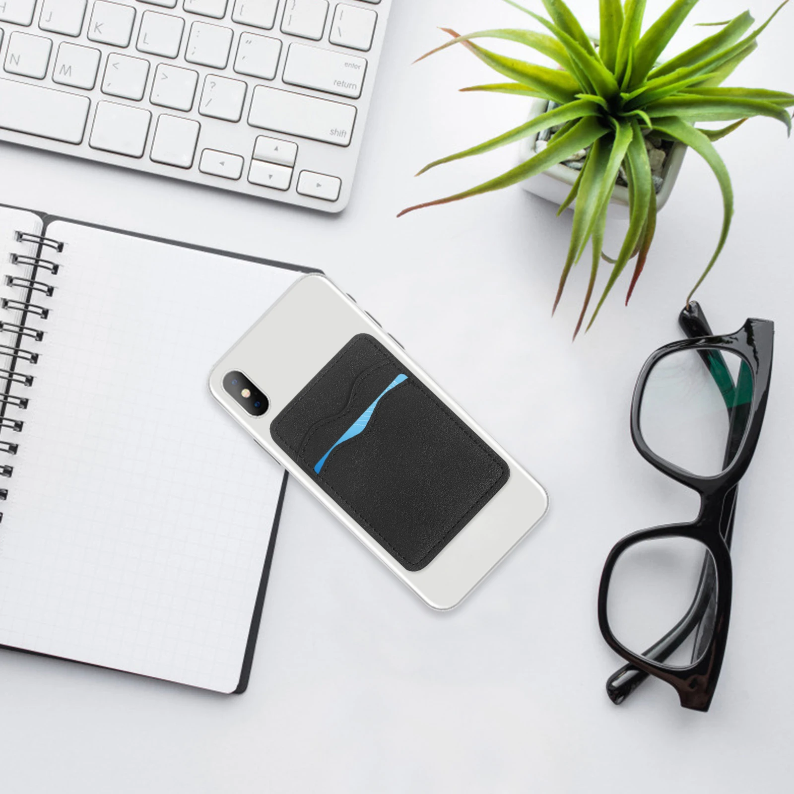 

Fake Adhesive Phone Card Holder Wallet For Credit Business Cards Stick On Case Slim Wireless Charging Compatible