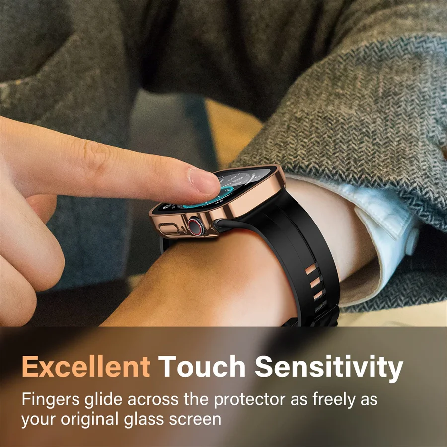 Glass+cover For Apple Watch case series 8 7 6 5 4 se 44mm 45mm 41mm 40mm PC Waterproof Screen Protector apple watch Accessories