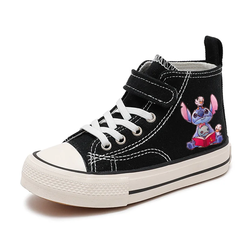 Dziecko brezentowe chłopięce sportowe buty Lilo Stitch Girl High-top Disney Casual Cartoon wygodne buty dzieci drukuje chłopców buty do tenisa