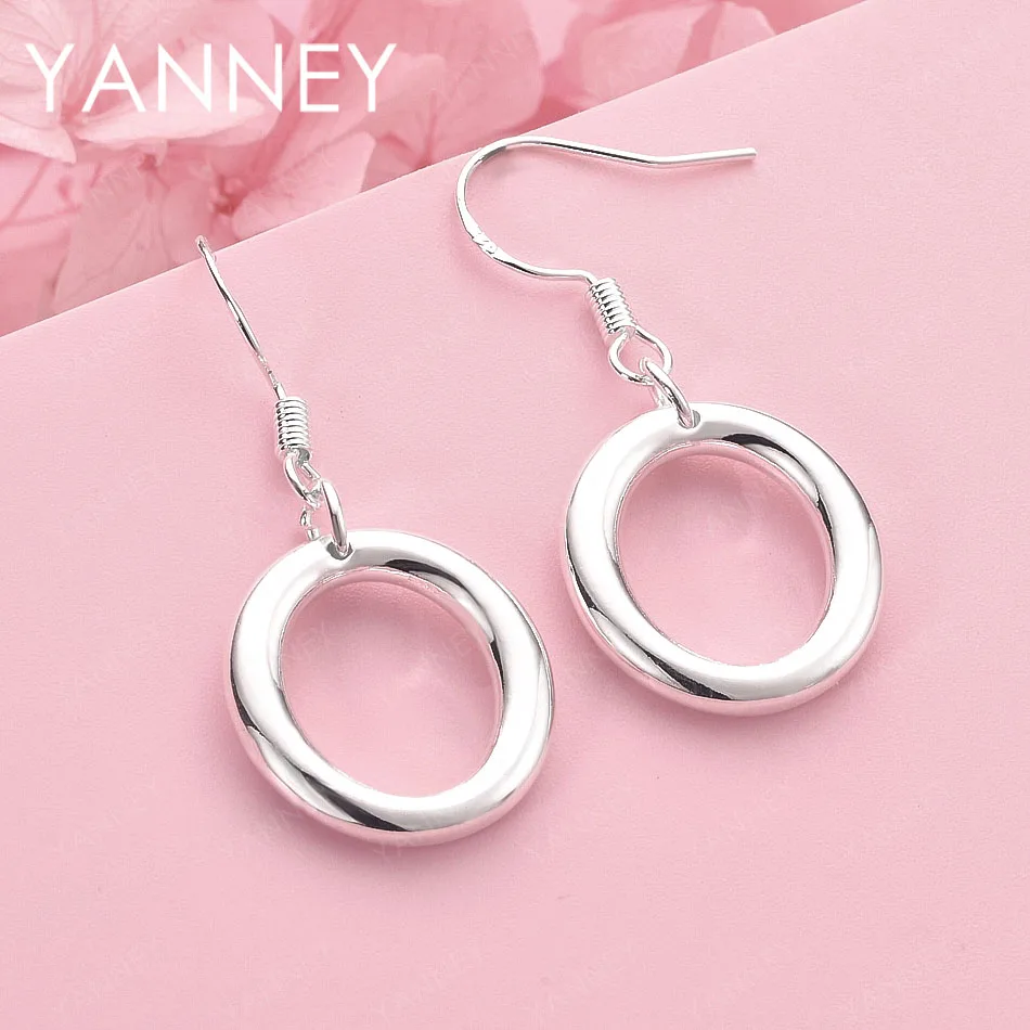 

Charming 925 Sterling Silver Exquisite Round Pendant Earrings for Women, Wedding Gift, Fashion Accessory Jewelry