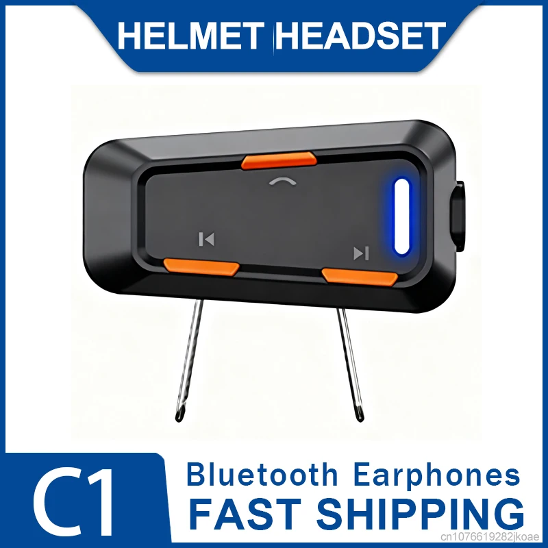 

Bluetooth 5,3 Беспроводная гарнитура для шлема C1 Громкая связь Телефон для звонков Мотоцикл IPX5 Водонепроницаемые наушники Стерео Музыкальный плеер для верховой езды