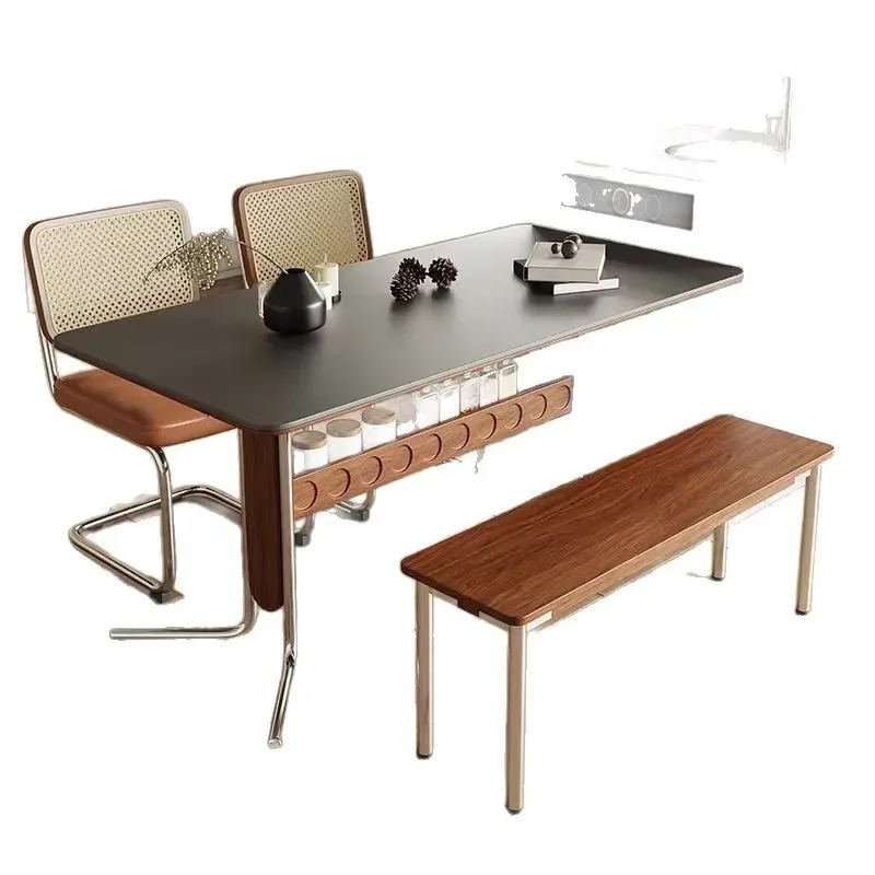 

French rock slab dining table Mobien dining table and cha irs Brent retro modern small apartment medium