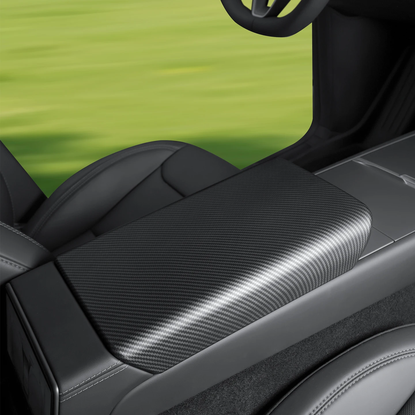 Armlehnenbox-Abdeckung mit Kohlefaser-Muster für Tesla 6-Sitzer Model YL/Y Juniper/Model 3 Highland Schutz- und Dekorationszubehör – Detail 5