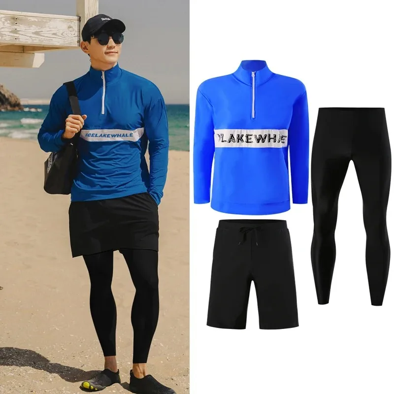 

Couple UV Protection Quick-drying Swimsuit Men's Long-sleeved Trousers Surfing Diving Suit Rush Guard Swimsuit for Beach Sports
