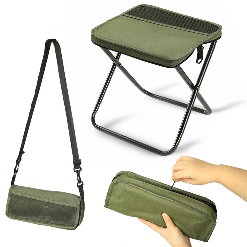 

Outdoor Small Pencil Case Stool Wear Resist Portable Fishing Stool Folding Backpack Stool for Picnic Gardening Barbecuing Hiking