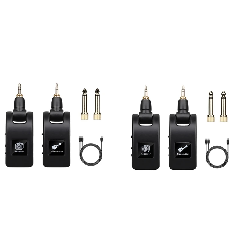 

New-2X Guitar Wireless System Audio Transmitter Receiver USB Rechargeable Wireless System For Electric Guitar Bass