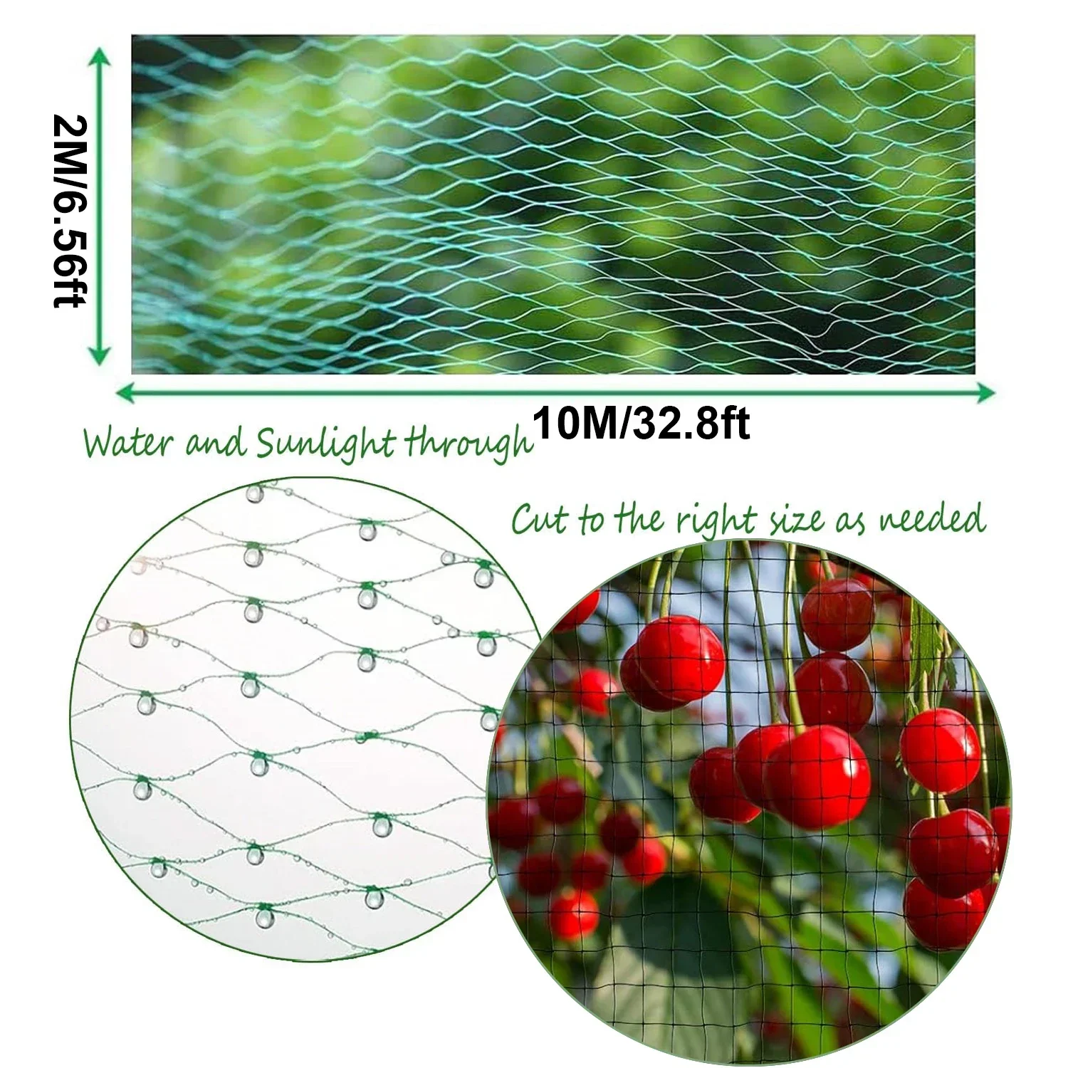 1pc Garden Bird Netting, Green Woven Mesh Plant Protection Net for Fruits Flowers Trees, Stretchable Fencing Animal Barrier