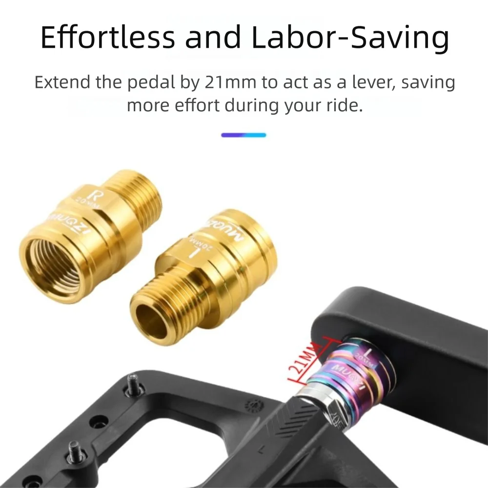 

1 Pair Titanium Alloy Pedal Extender 20MM Wear Resistant Bicycle Pedal Extension Bolts 9/16 Stable Bike Pedal Axle Extenders