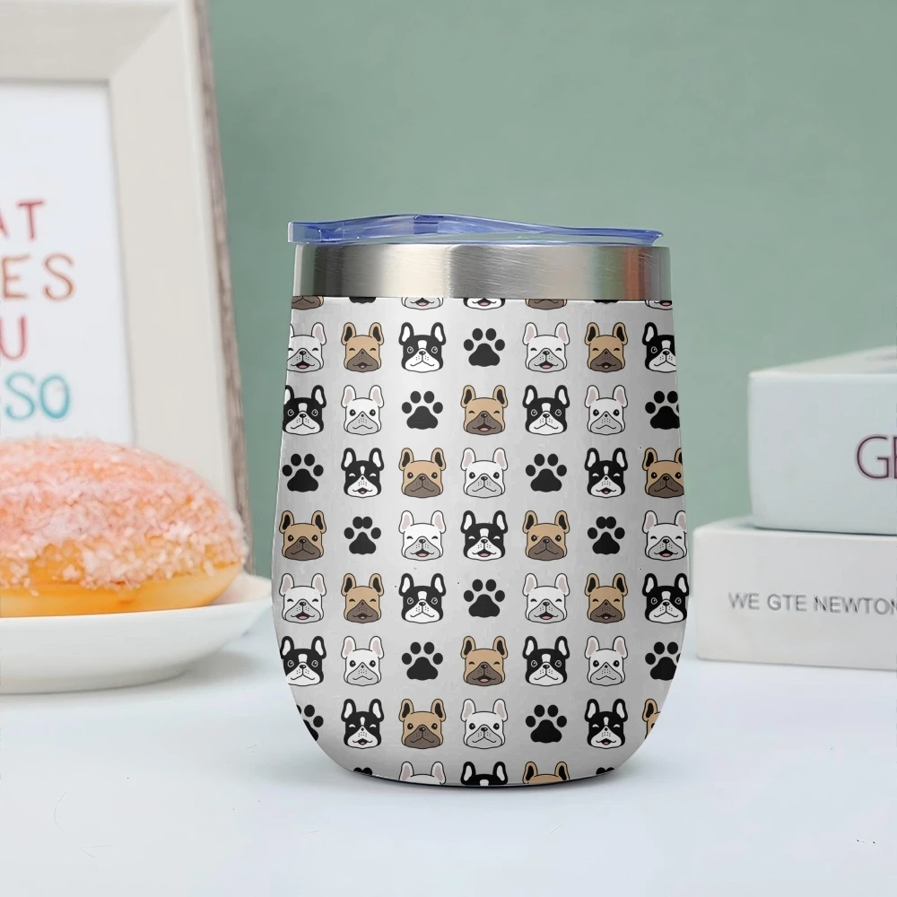 Black French Bulldog Pattern Vacuum Flasks 12oz Insulated Wine Tumbler Vacuum Coffee Mug Egg Shape Thermos Cup - view 6