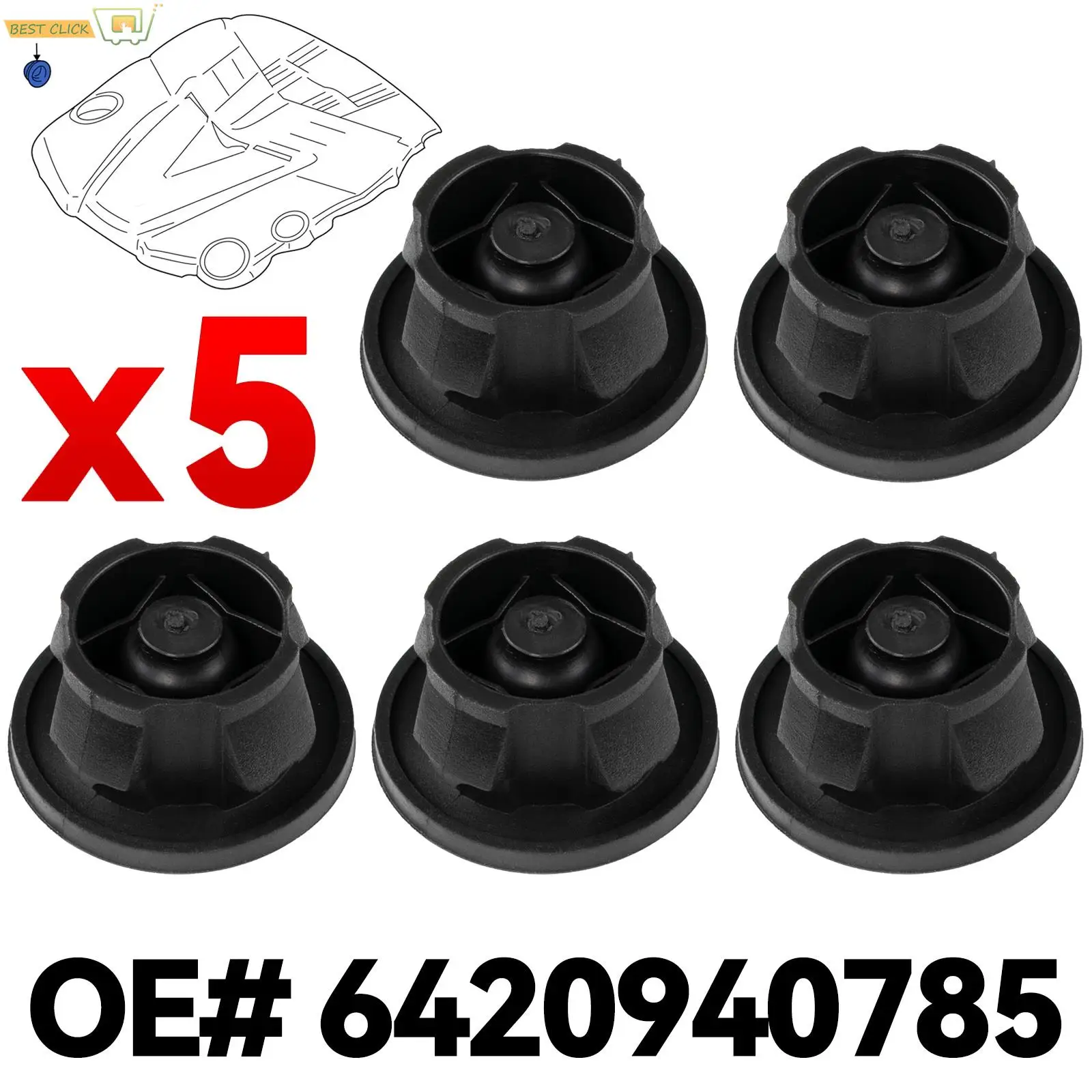5x capas de motor de carro tapete de borracha para mercedes benz capa de motor guarnição de montagem de borracha grommet bung absorvedor acessórios 6420940785