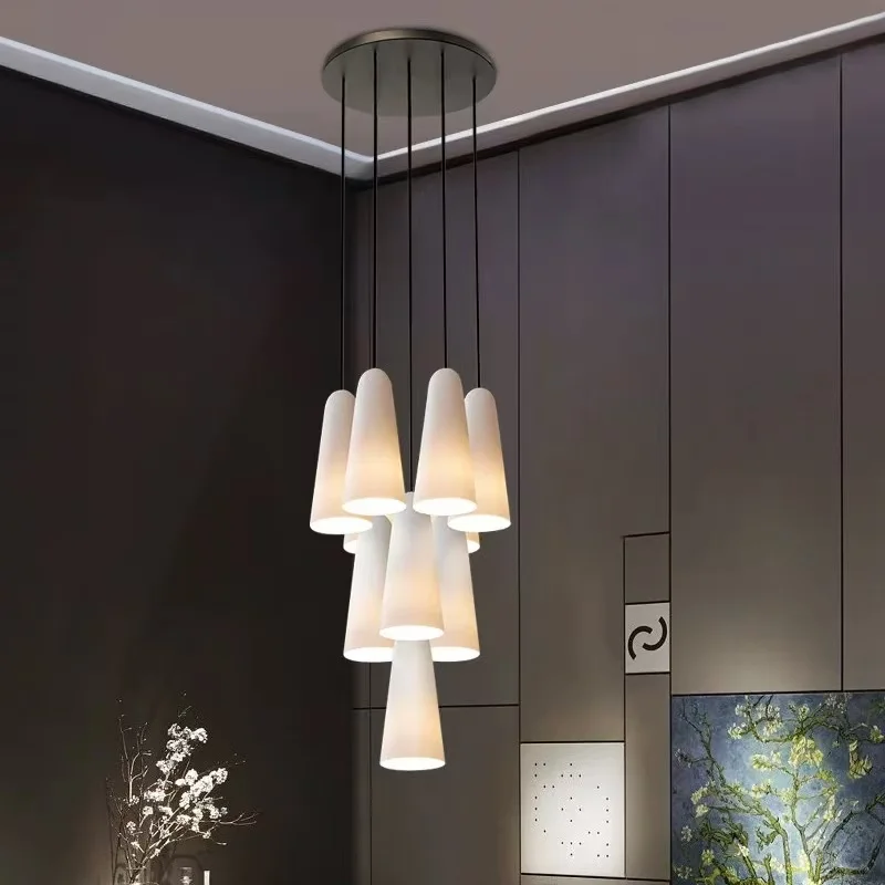 

2025 new designer glass chandelier, dimmable, suitable for hotel and stairwell room decoration, height adjustable