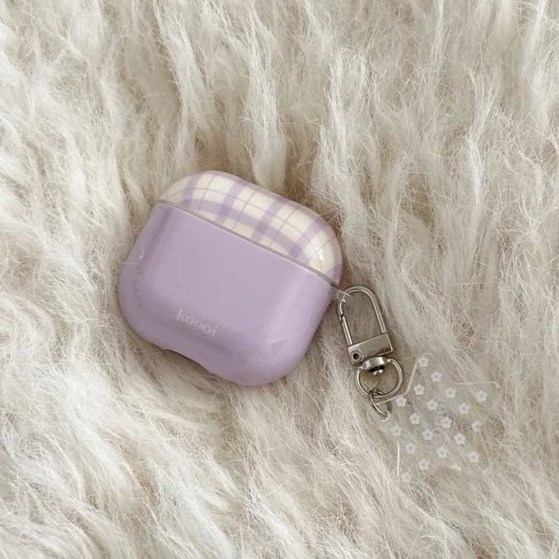 

Gentle Purple Plaid Apple Earphone Case Suitable for Appleairpods2/3Personalized Solid Color CasePRO3Simple