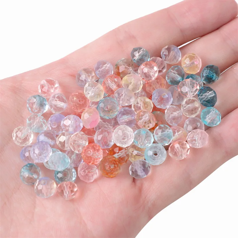 

8x7mm Faceted Transparent Glass Beads Loose Spacer Beads For Jewelry DIY Bracelets Necklace Earrings Making Accessories