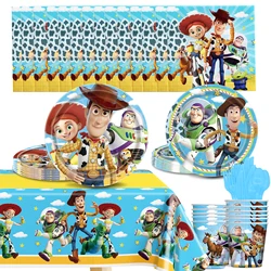 Disney Toy Story przyjęcie dostarcza zastawę stołową talerz papierowy obrus z kubkiem Ballon dla dzieci chłopców dekoracje na imprezę urodzinową Baby Shower