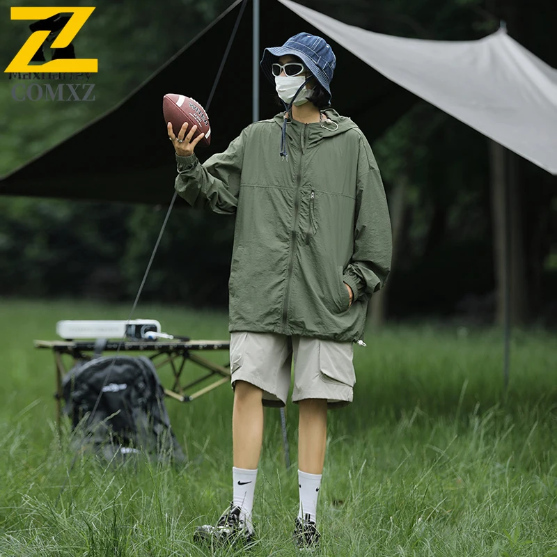 Ice Silk Sunscreen Jacket Men Women Ultra Lightweight Breathable UPF50+UV Resistant Hooded Skin Jacket Outdoor Cycling Camp Coat