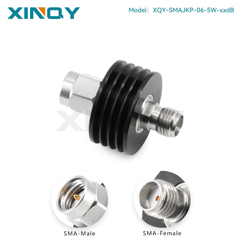 Xinqy 5W Attenuator Sma Attenuator Male and Female Connector 1/3/6/15/20/30Db Dc-6G