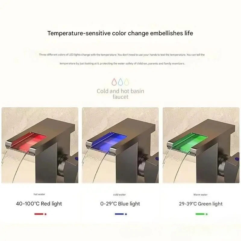 E-commerce Cross-border LED Lights, Waterfall Faucets, Washbasins, Basins on And Off The Counter, Household Hot and Cold Faucets