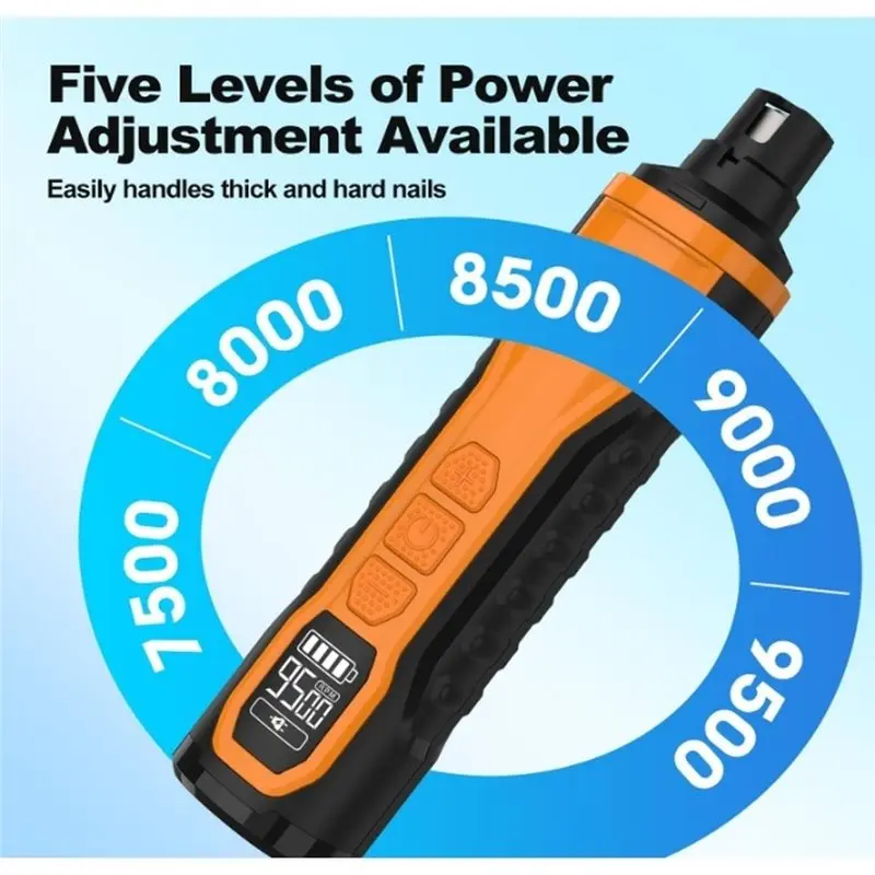 ABUI-Pet Electric Nail Grinder Rechargeable Dog Paw Grooming Nail Clipper LED Light 5 Speeds Adjustable