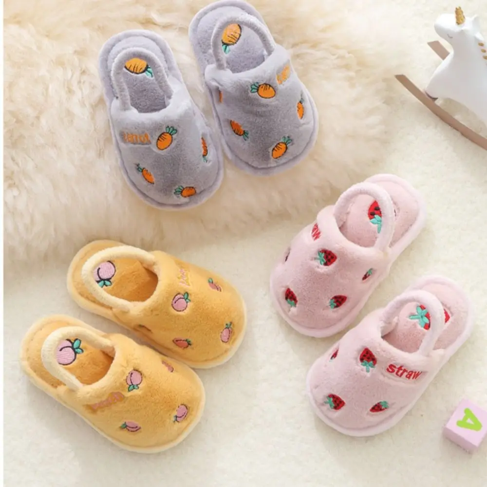 New Cute Cartoon Children Slippers Cotton Warmth Winter Toddler Shoes Indoor Non-slip Fluffy Shoes Kids Slipper Baby Boy Girl
