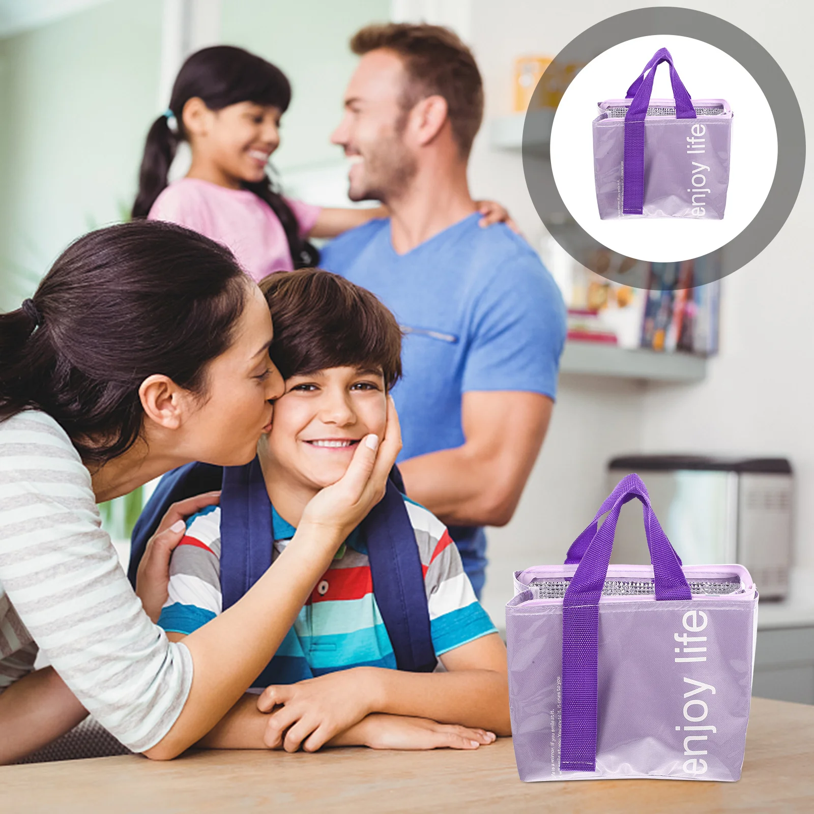 Lunch Boxes Waterproof Bag Reusable Bags Pouch Glass Thermal Insulated Purple Washable Cool