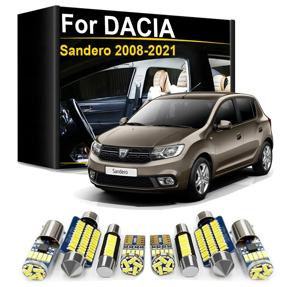 Interior LED Light Reading Lamp Kit For Dacia Sandero 1 2 3 2008- 2011 2012 2013 2014 2015 2016 2017 2018 2019 2020 2021 Canbus