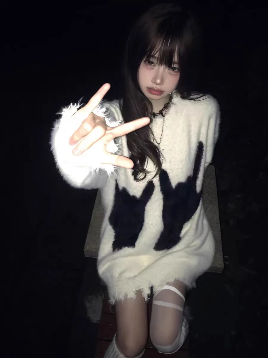 

American High Street round Ne Finger Knit Sweater Men's Autumn Winter Sea Hair Couple's Knitted Top Trendy