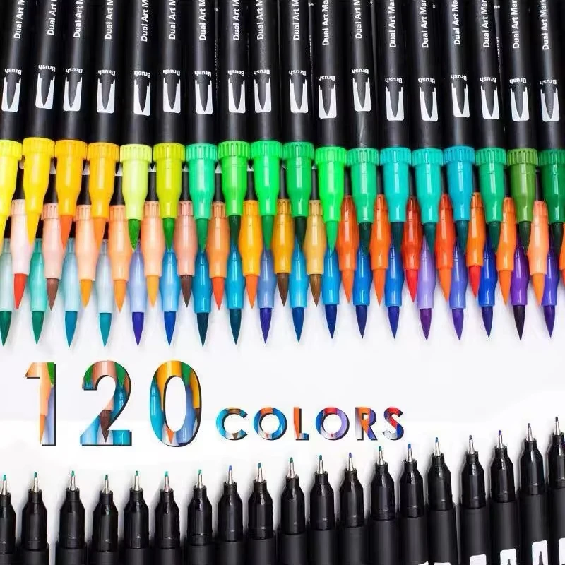 72/100/120/168 Colors Marker Set Double Head Water Based Sketch Graffiti Watercolor Comic Highlighter Art Painting Stationery