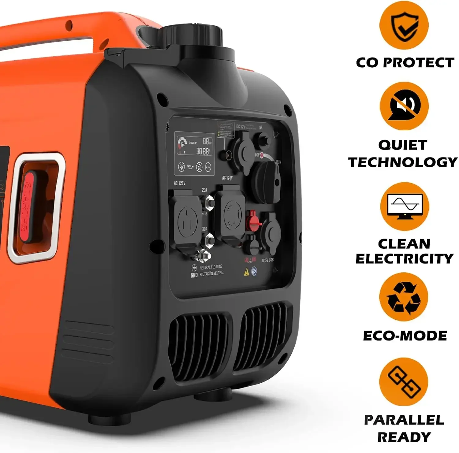 Inverter Generator 4300W Gas Powered Portable Generator Super Quiet Outdoor Generator RV Ready for Camping Tools and Home Use