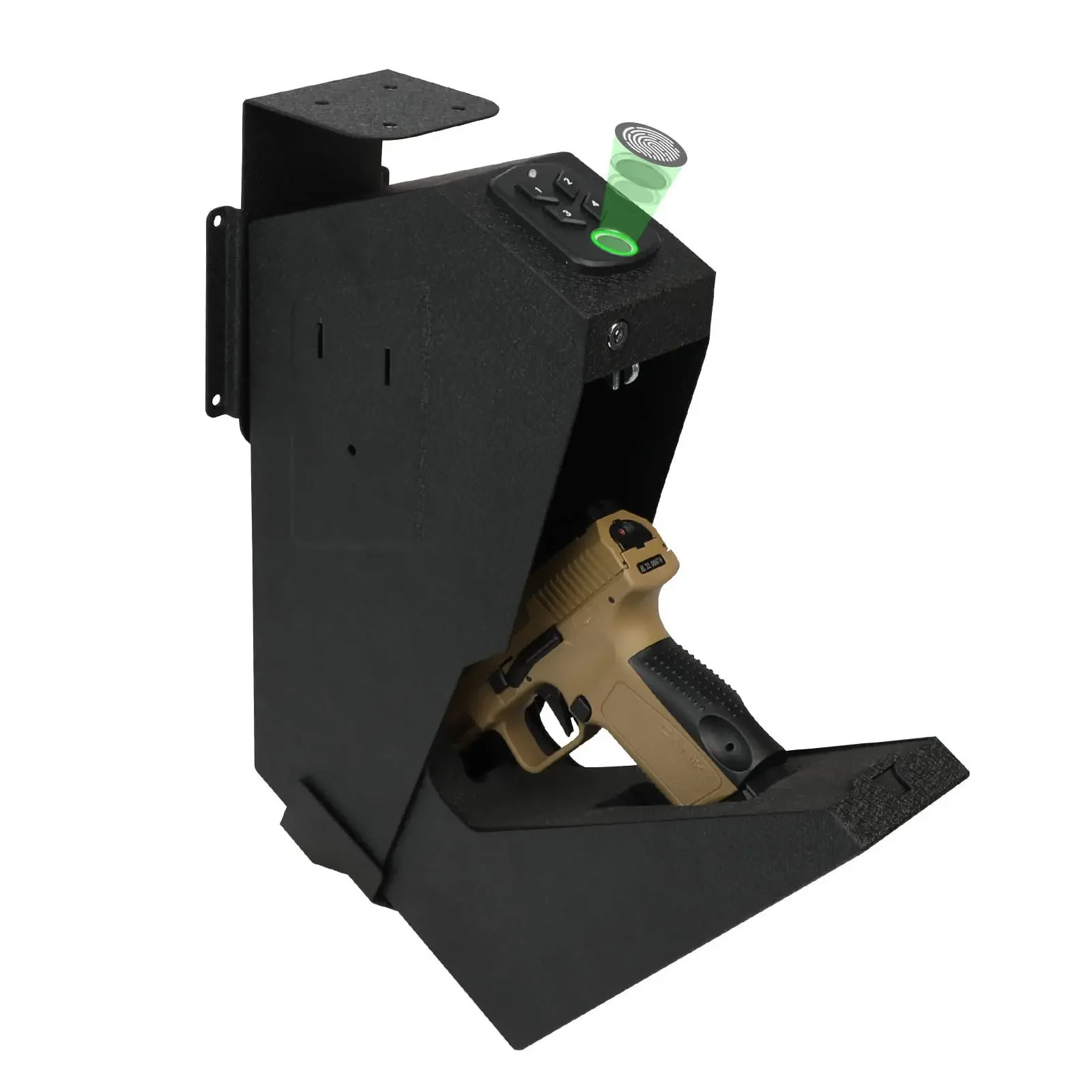 Caja fuerte biométrica para pistola de mano, caja de bloqueo de seguridad para pistola de acceso rápido para el hogar, con huella dactilar, modo