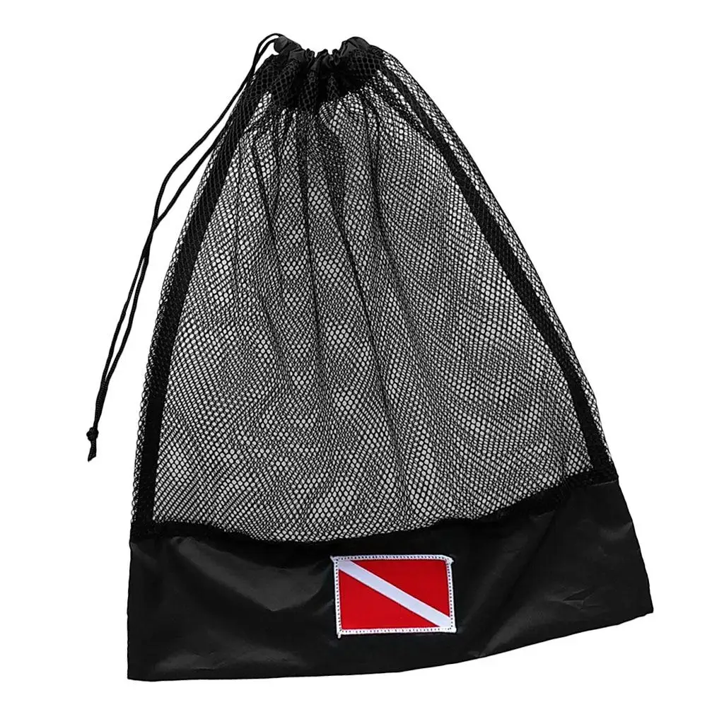 Heavy Duty Mesh Dive Gear Pouch Adjustable Drawstring Scuba Diving Accessories Bag for Beach and Water Sports